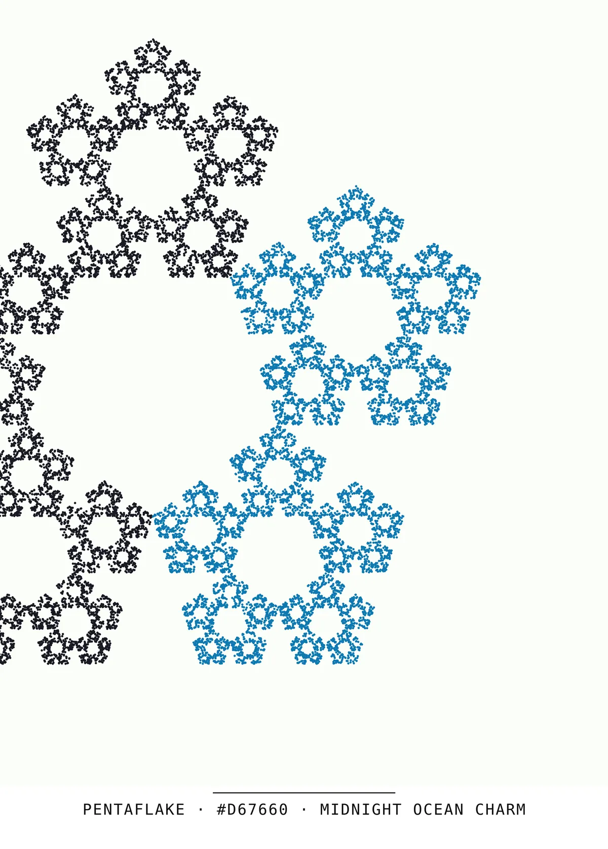 Pentaflake (pentagone de Sierpiński), art génératif — génération n°63